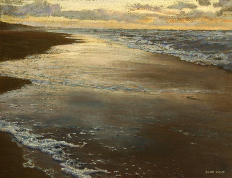 La playa del Mar del Norte a la caída del sol
